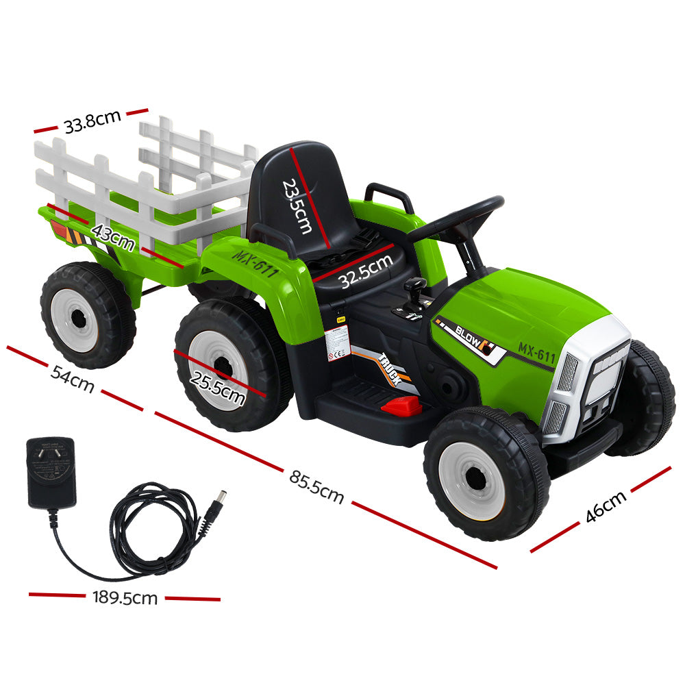 Electric Ride On Car Rigo Kids Ride On Cars Tractor Toy 12V Green RCAR-TRACTOR-GN
