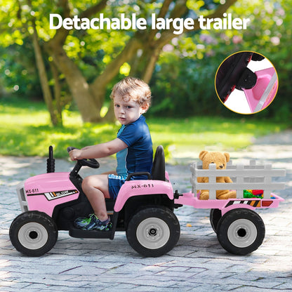 Rigo Kids Electric Ride On Car Tractor Toy Cars 12V Pink RCAR-TRACTOR-PK