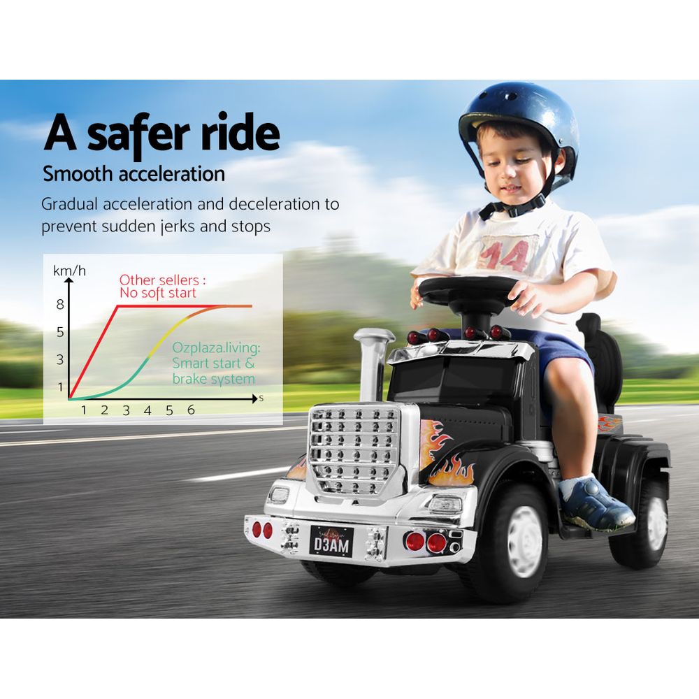 Rigo Kids Electric Ride On Car Truck Motorcycle Motorbike Toy Cars 6V Black RCAR-TRUCK-25W-BK