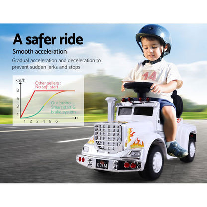 Rigo Kids Electric Ride On Car Truck Motorcycle Motorbike Toy Cars 6V White RCAR-TRUCK-25W-WH