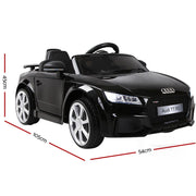Kids Electric Ride On Car Audi Licensed TTRS Toy Cars Remote 12V Battery Black RCAR-TTS-BK