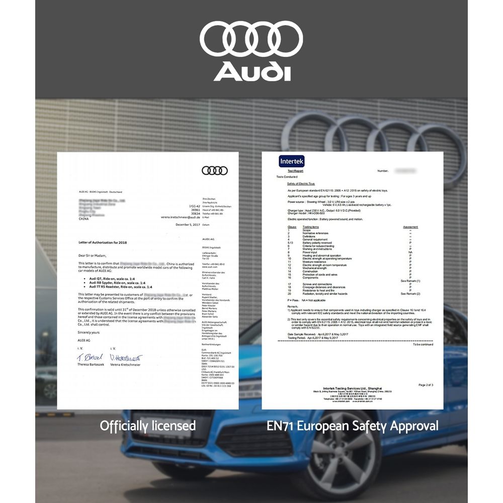 Kids Electric Ride On Car Audi Licensed TTRS Toy Cars Remote 12V Battery Black RCAR-TTS-BK