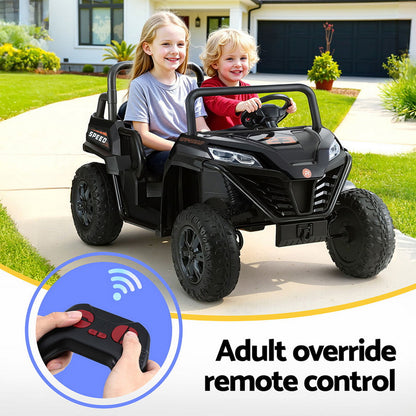 Rigo Kids Ride On Car Electric Toys Cars Headlight Music Remote Control Black RCAR-UTV-2S-BK