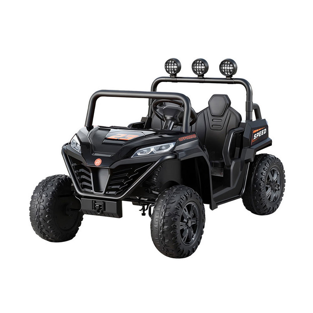 Rigo Kids Ride On Car Electric Toys Cars Headlight Music Remote Control Black RCAR-UTV-2S-BK