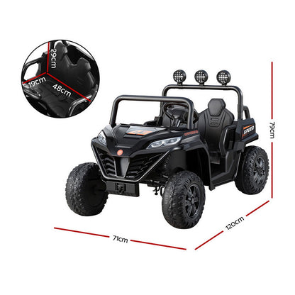 Rigo Kids Ride On Car Electric Toys Cars Headlight Music Remote Control Black RCAR-UTV-2S-BK
