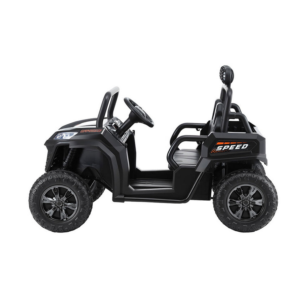 Rigo Kids Ride On Car Electric Toys Cars Headlight Music Remote Control Black RCAR-UTV-2S-BK