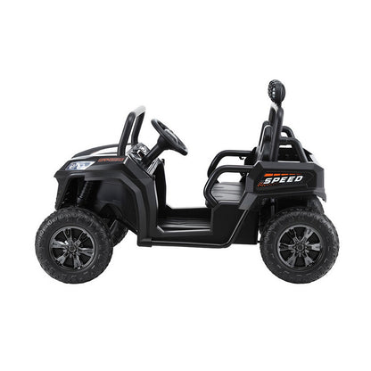 Rigo Kids Ride On Car Electric Toys Cars Headlight Music Remote Control Black RCAR-UTV-2S-BK