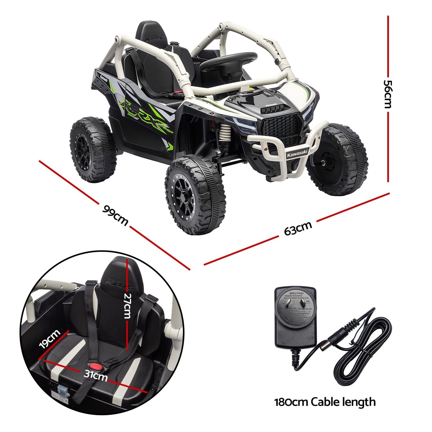 Kids Ride On Car Off-Road Licensed KRX1000 Electric Toy with Remote Control Music RCAR-UTV-KRX10-LS-GY