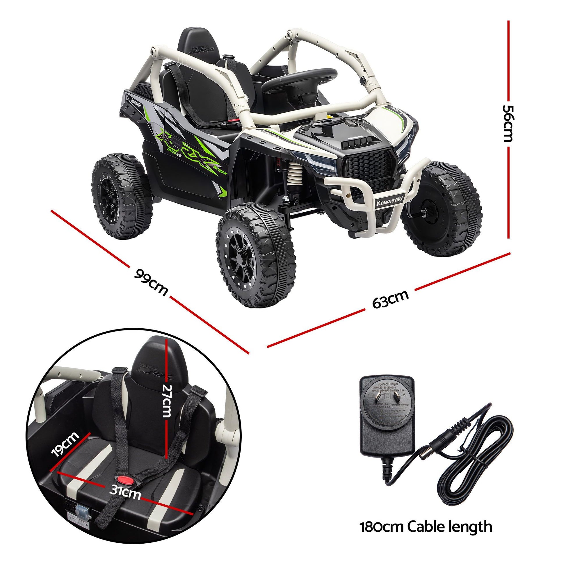 Kids Ride On Car Off-Road Licensed KRX1000 Electric Toy with Remote Control Music RCAR-UTV-KRX10-LS-GY