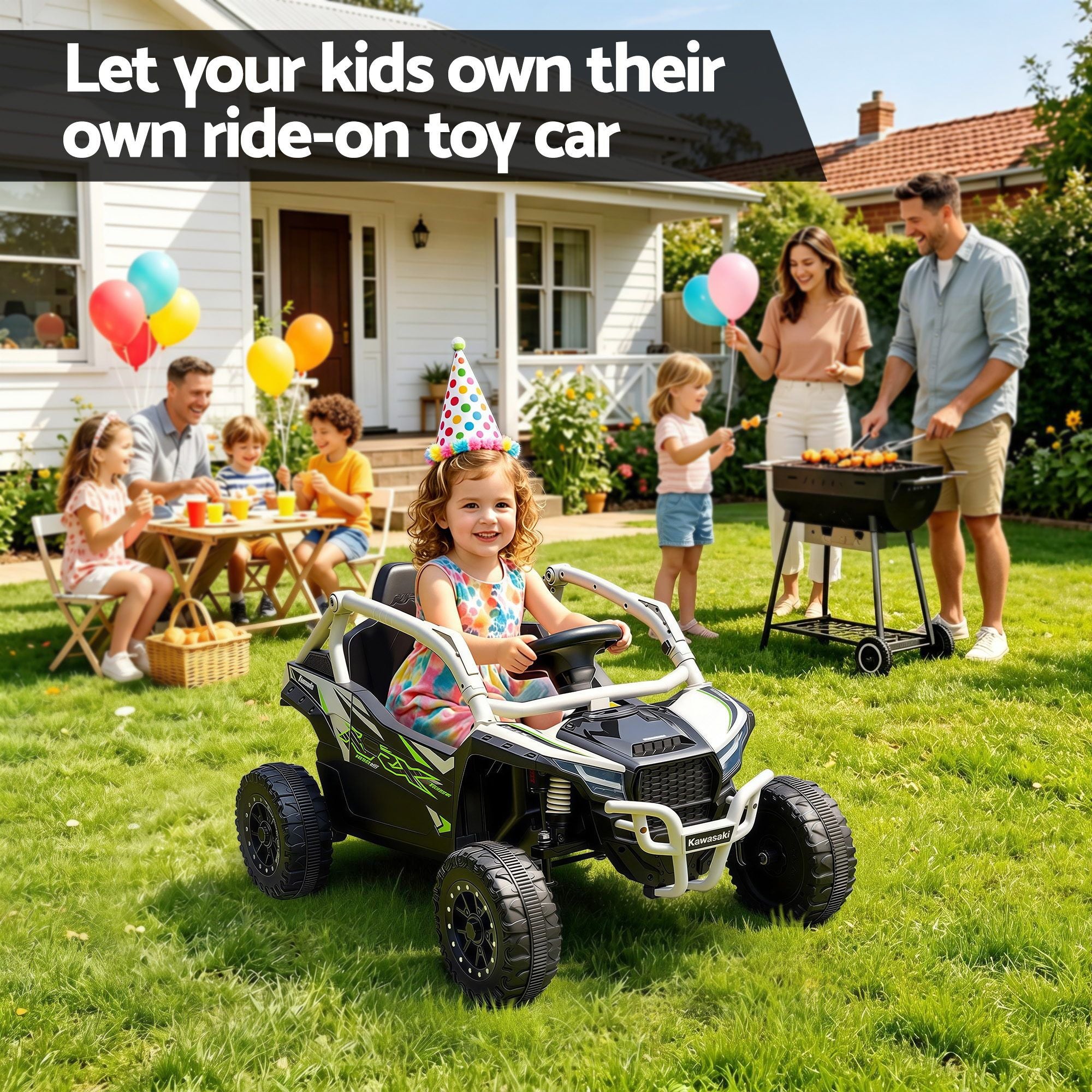 Kids Ride On Car Off-Road Licensed KRX1000 Electric Toy with Remote Control Music RCAR-UTV-KRX10-LS-GY
