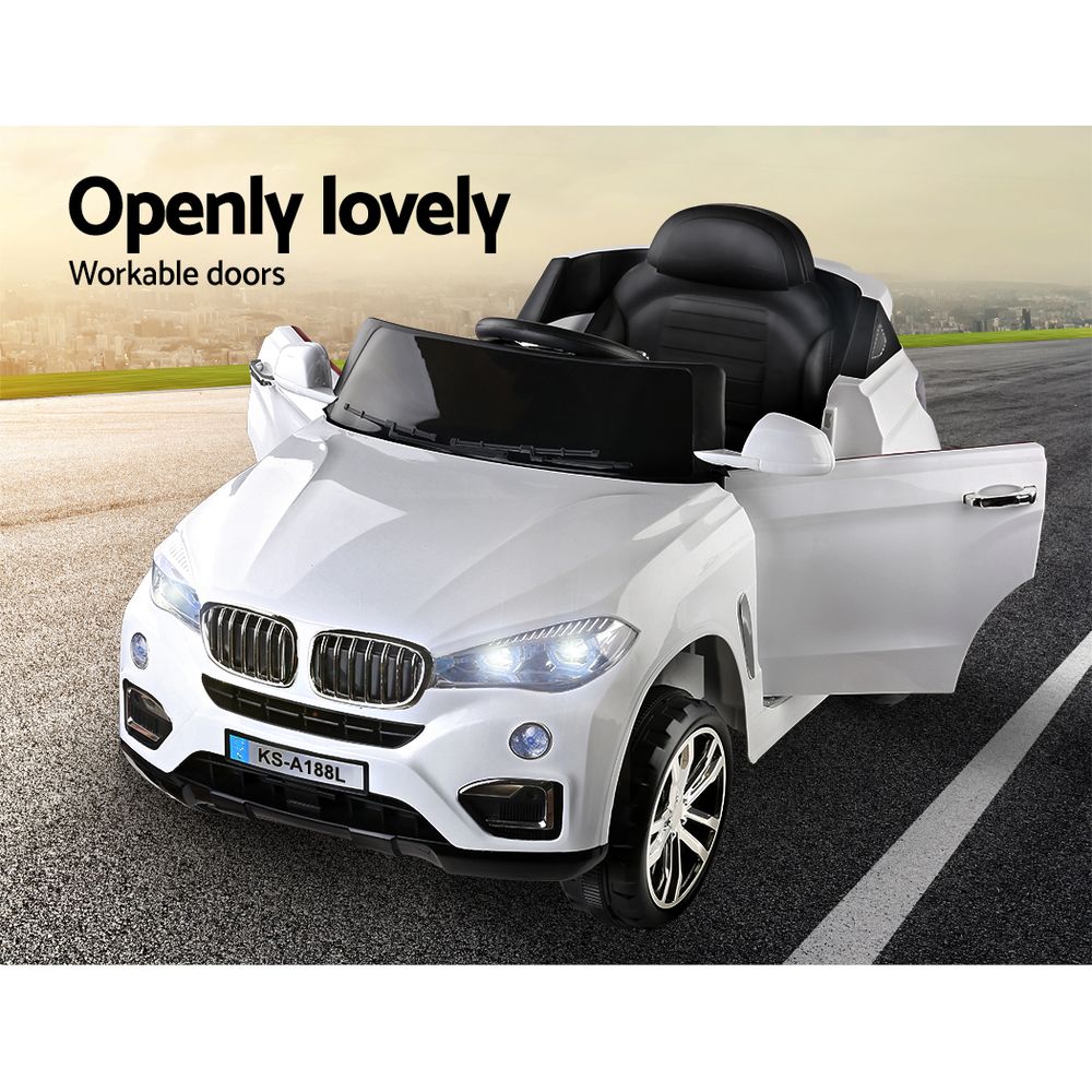Rigo Kids Electric Ride On Car SUV BMW-Inspired X5 Toy Cars Remote 6V White RCAR-X5-S-WH