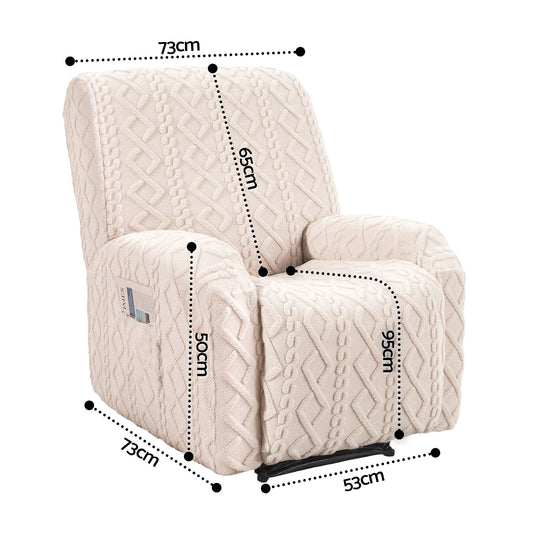 Artiss Recliner Chair Covers with Storage Side Pockets Beige RCOVER-COT-1S-BG