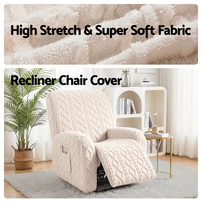 Artiss Recliner Chair Covers with Storage Side Pockets Beige RCOVER-COT-1S-BG