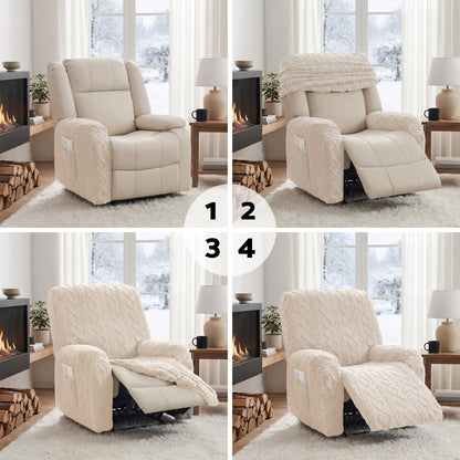 Artiss Recliner Chair Covers with Storage Side Pockets Beige RCOVER-COT-1S-BG