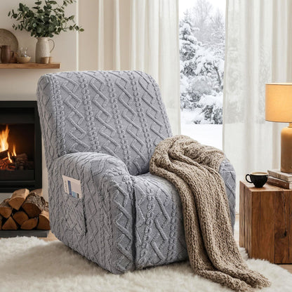 Artiss Recliner Chair Covers with Storage Side Pockets Grey RCOVER-COT-1S-GY