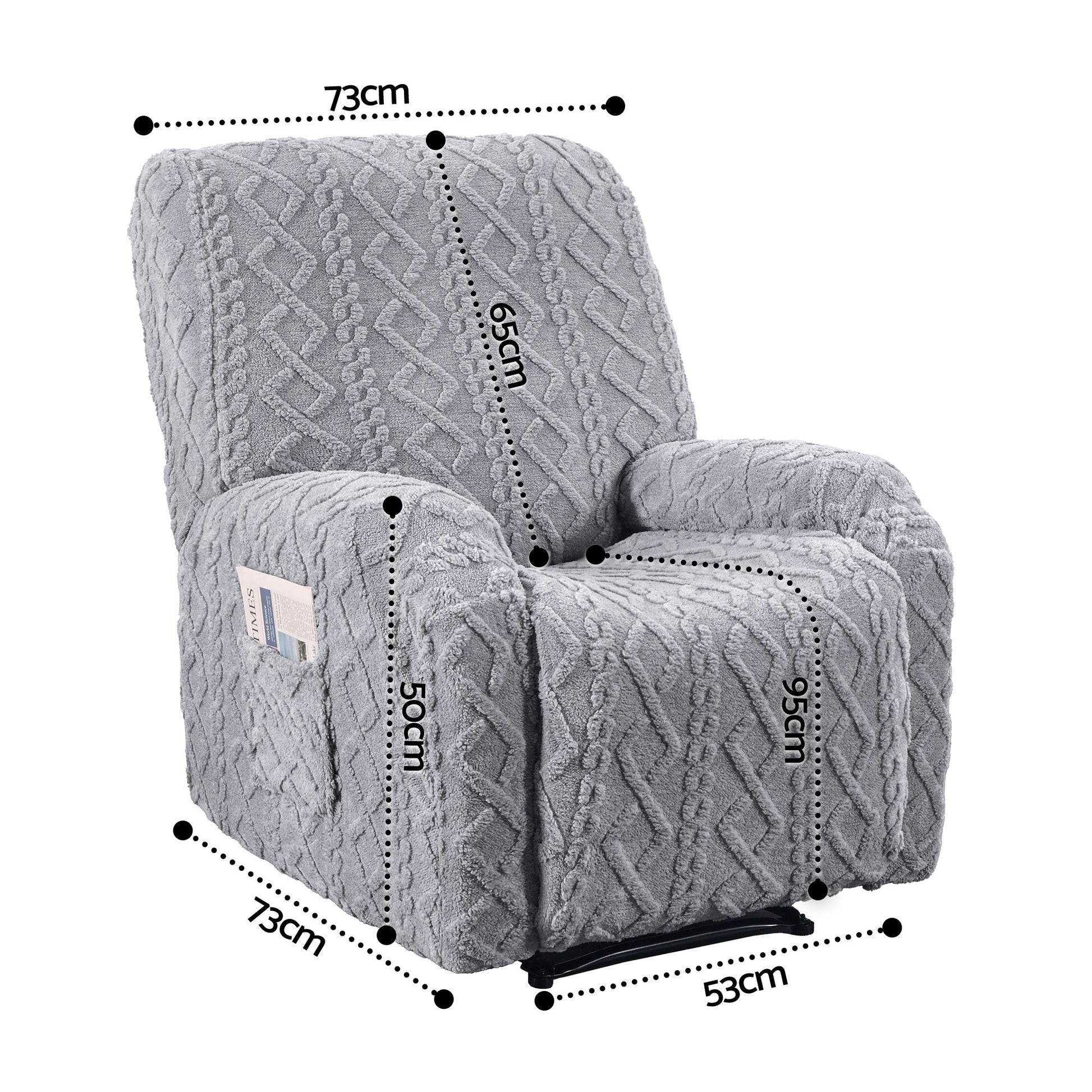 Artiss Recliner Chair Covers with Storage Side Pockets Grey RCOVER-COT-1S-GY