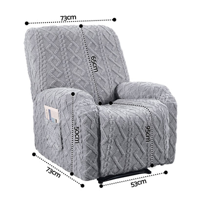 Artiss Recliner Chair Covers with Storage Side Pockets Grey RCOVER-COT-1S-GY