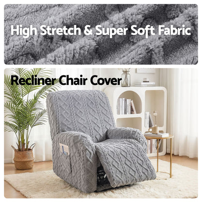 Artiss Recliner Chair Covers with Storage Side Pockets Grey RCOVER-COT-1S-GY