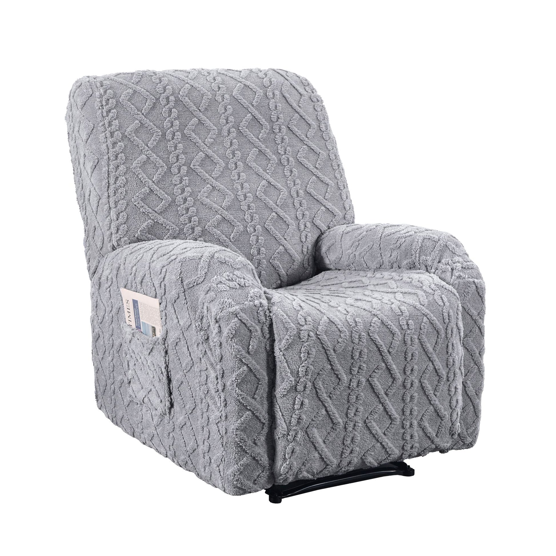 Artiss Recliner Chair Covers with Storage Side Pockets Grey RCOVER-COT-1S-GY