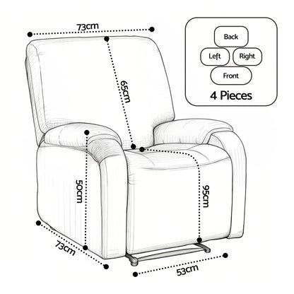 Artiss Stretch Kids Recliner Cover 4-Pieces Recliner Chair Slipcovers Printed Polyester RCOVER-KID-SILK-1S-BU