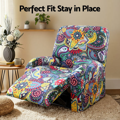 Artiss Stretch Kids Recliner Cover 4-Pieces Recliner Chair Slipcovers Printed Polyester RCOVER-KID-SILK-1S-BU