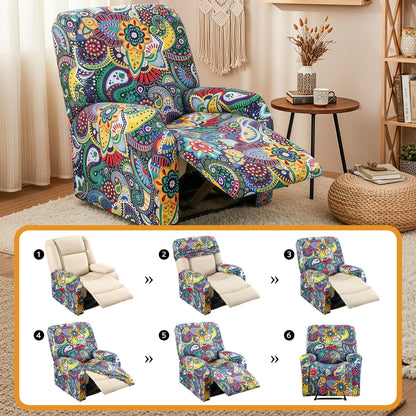Artiss Stretch Kids Recliner Cover 4-Pieces Recliner Chair Slipcovers Printed Polyester RCOVER-KID-SILK-1S-BU
