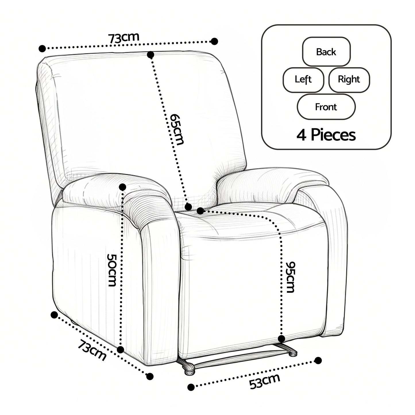 Artiss Stretch Kids Recliner Cover 4-Pieces Recliner Chair Slipcovers Printed Polyester RCOVER-KID-SILK-1S-PK