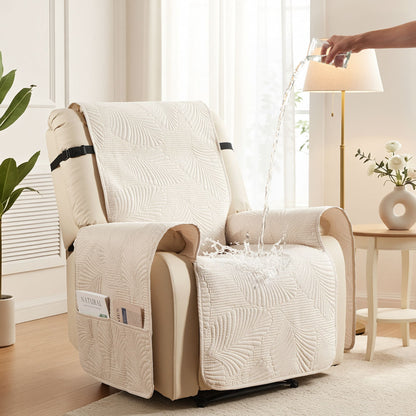 Artiss Quilted Recliner Chair Covers 100% Waterproof Recliner Slipcovers RCOVER-PAD-FLOW-1S-BG