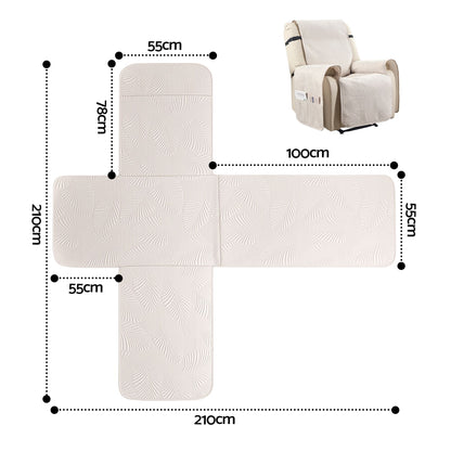 Artiss Quilted Recliner Chair Covers 100% Waterproof Recliner Slipcovers RCOVER-PAD-FLOW-1S-BG