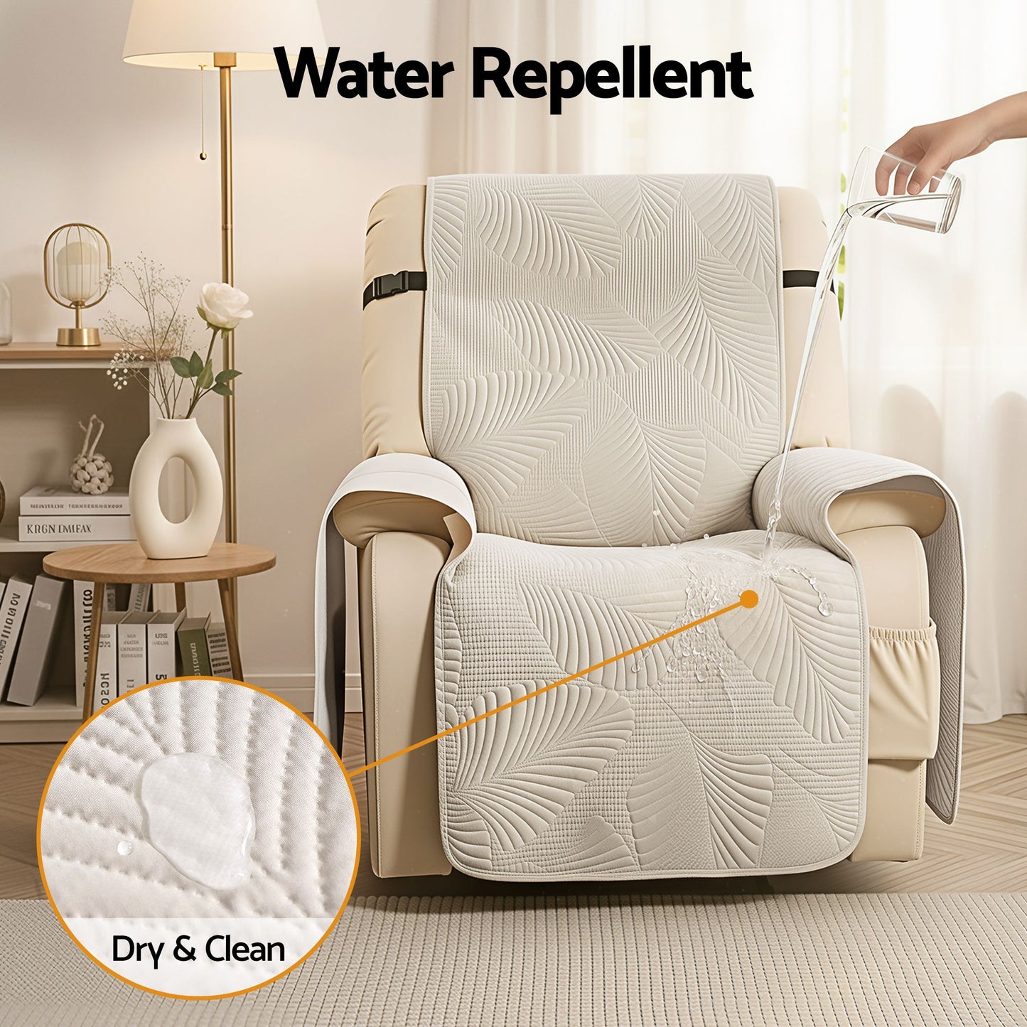 Artiss Quilted Recliner Chair Covers 100% Waterproof Recliner Slipcovers RCOVER-PAD-FLOW-1S-BG
