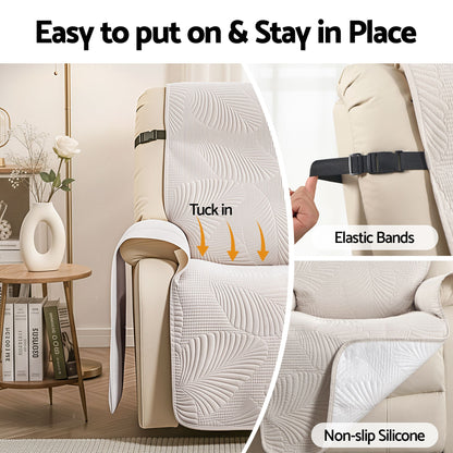 Artiss Quilted Recliner Chair Covers 100% Waterproof Recliner Slipcovers RCOVER-PAD-FLOW-1S-BG