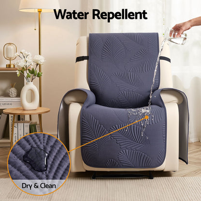 Artiss Quilted Recliner Chair Covers 100% Waterproof Recliner Slipcovers Grey RCOVER-PAD-FLOW-1S-GY