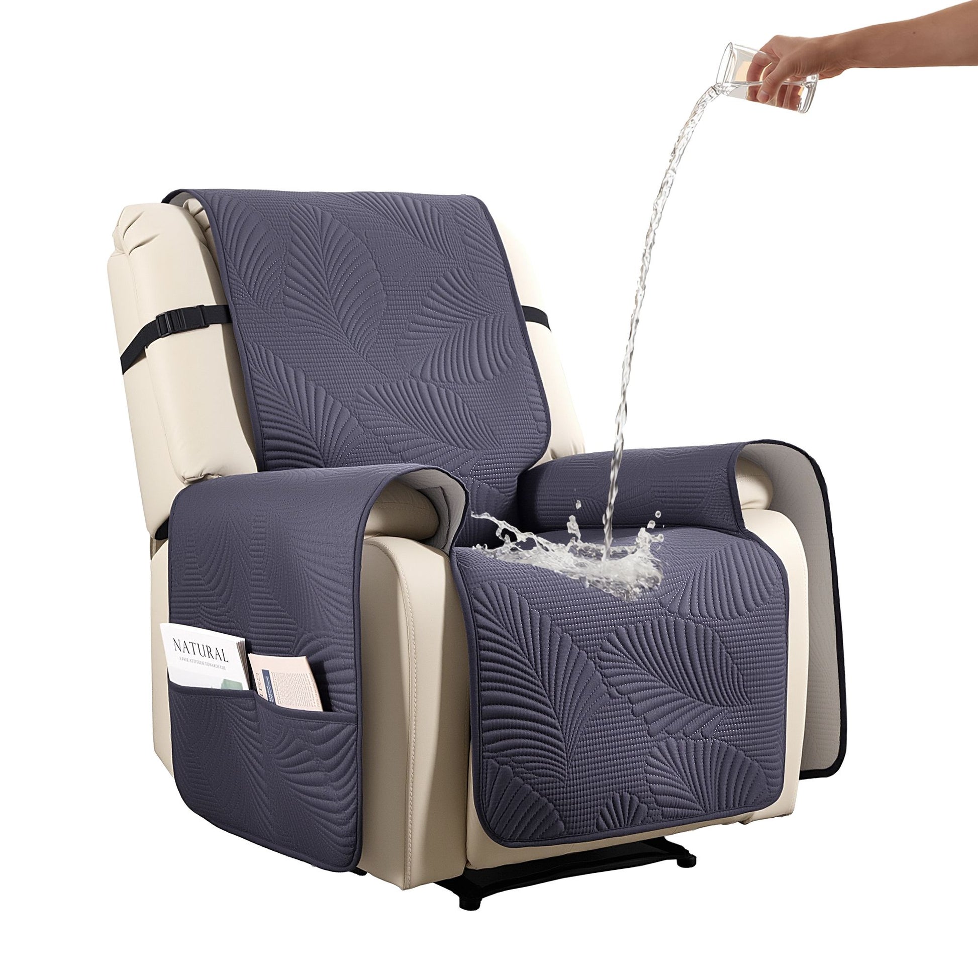 Artiss Quilted Recliner Chair Covers 100% Waterproof Recliner Slipcovers Grey RCOVER-PAD-FLOW-1S-GY
