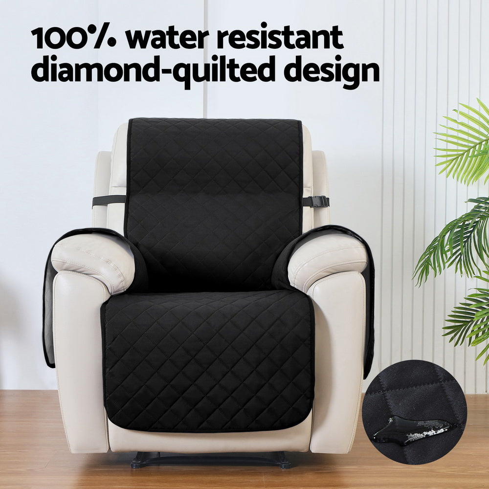 Artiss Recliner Chair Cover 100% Water Resistant Black RCOVER-PAD-WP-BK