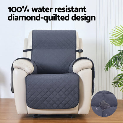 Artiss Recliner Chair Cover 100% Water Resistant Grey RCOVER-PAD-WP-GY