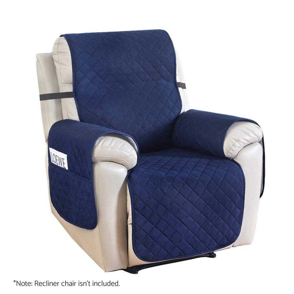 Artiss Recliner Chair Cover 100% Water Resistant Navy RCOVER-PAD-WP-NA