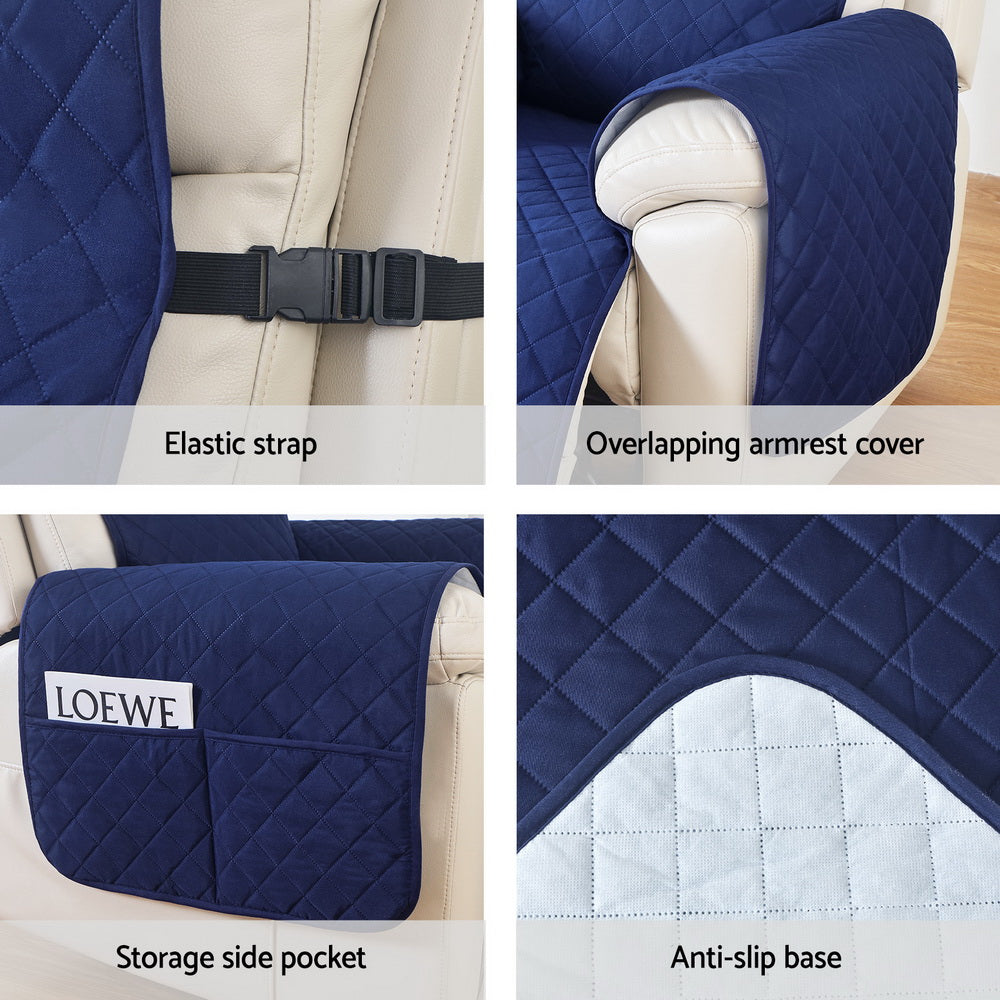 Artiss Recliner Chair Cover 100% Water Resistant Navy RCOVER-PAD-WP-NA
