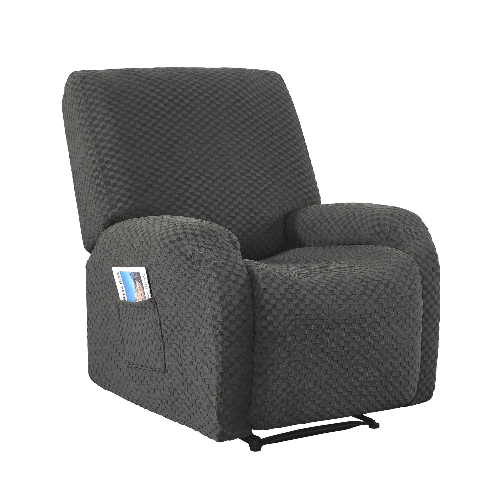 Artiss Recliner Chair Covers with Storage Side Pockets Grey Fabric RCOVER-POLY-1S-DAGY