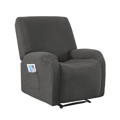 Artiss Recliner Chair Covers with Storage Side Pockets Grey Fabric RCOVER-POLY-1S-DAGY