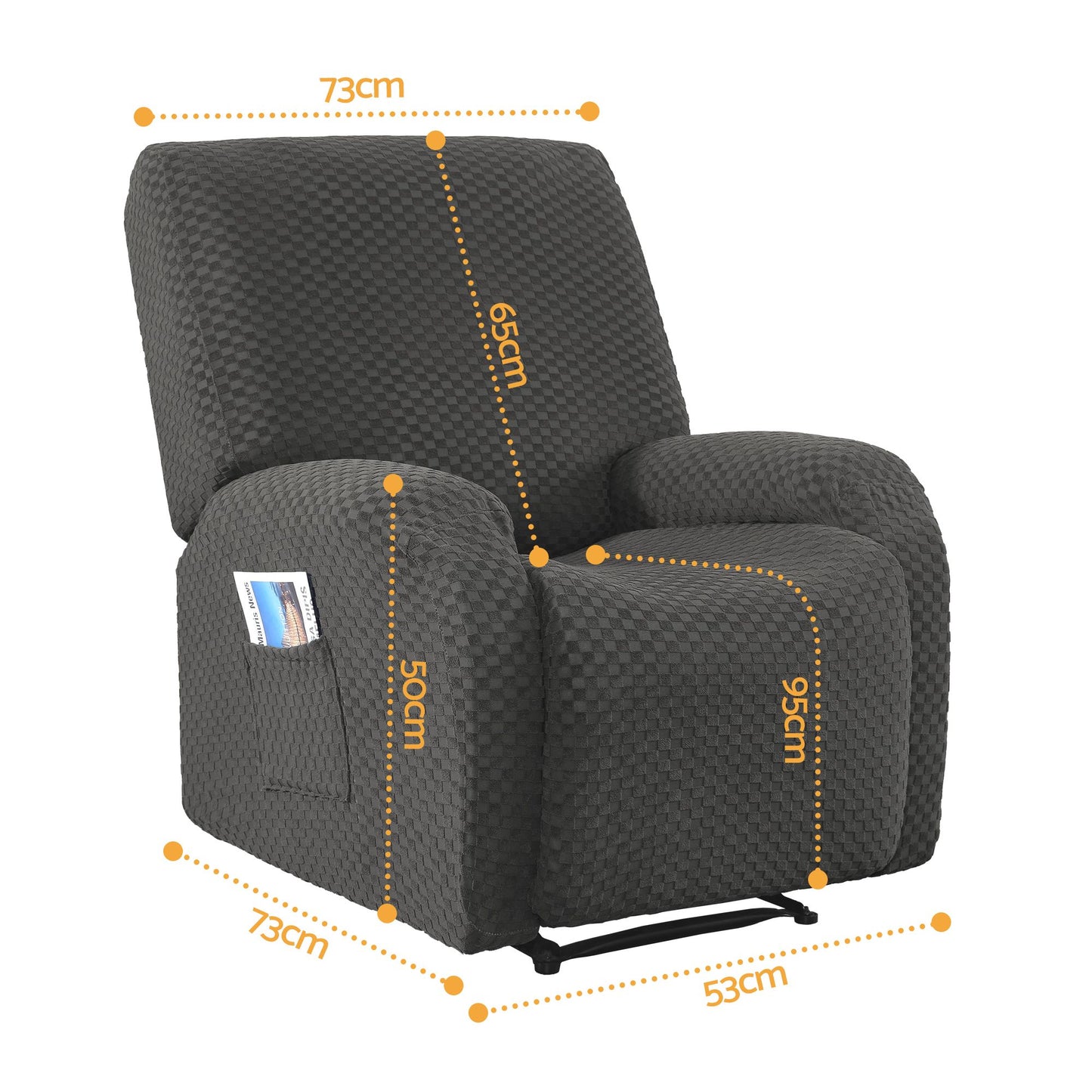 Artiss Recliner Chair Covers with Storage Side Pockets Grey Fabric RCOVER-POLY-1S-DAGY