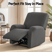 Artiss Recliner Chair Covers with Storage Side Pockets Grey Fabric RCOVER-POLY-1S-DAGY