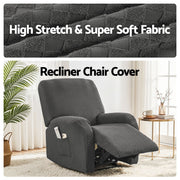 Artiss Recliner Chair Covers with Storage Side Pockets Grey Fabric RCOVER-POLY-1S-DAGY