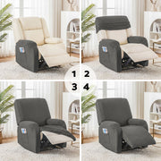 Artiss Recliner Chair Covers with Storage Side Pockets Grey Fabric RCOVER-POLY-1S-DAGY