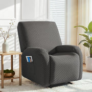 Artiss Recliner Chair Covers with Storage Side Pockets Grey Fabric RCOVER-POLY-1S-DAGY