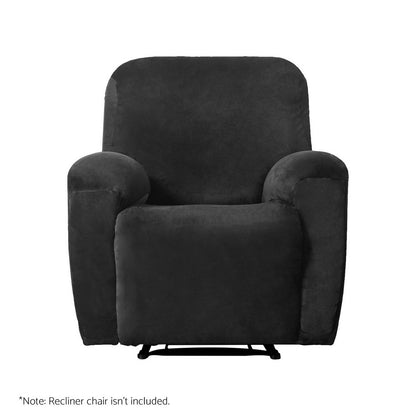 Artiss Recliner Chair Covers 1 Seater Velvet Black RCOVER-VEL-1S-BK