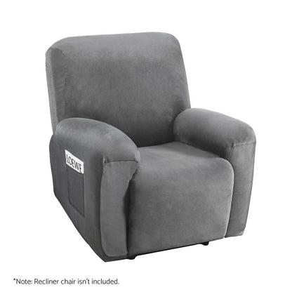 Artiss Recliner Chair Covers 1 Seater Velvet Grey RCOVER-VEL-1S-GY