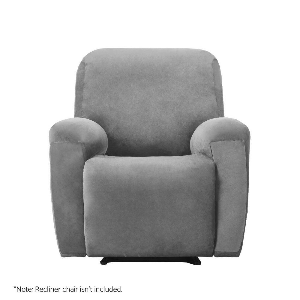 Artiss Recliner Chair Covers 1 Seater Velvet Grey RCOVER-VEL-1S-GY