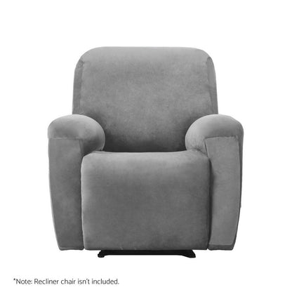 Artiss Recliner Chair Covers 1 Seater Velvet Grey RCOVER-VEL-1S-GY