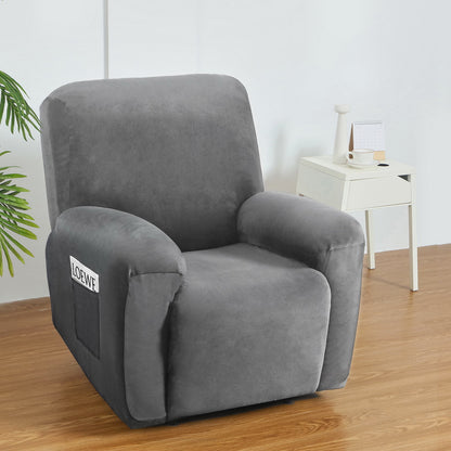 Artiss Recliner Chair Covers 1 Seater Velvet Grey RCOVER-VEL-1S-GY