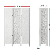 Artiss 3 Panel Room Divider Screen 122x170cm Clover White RD-4016-3P-WH